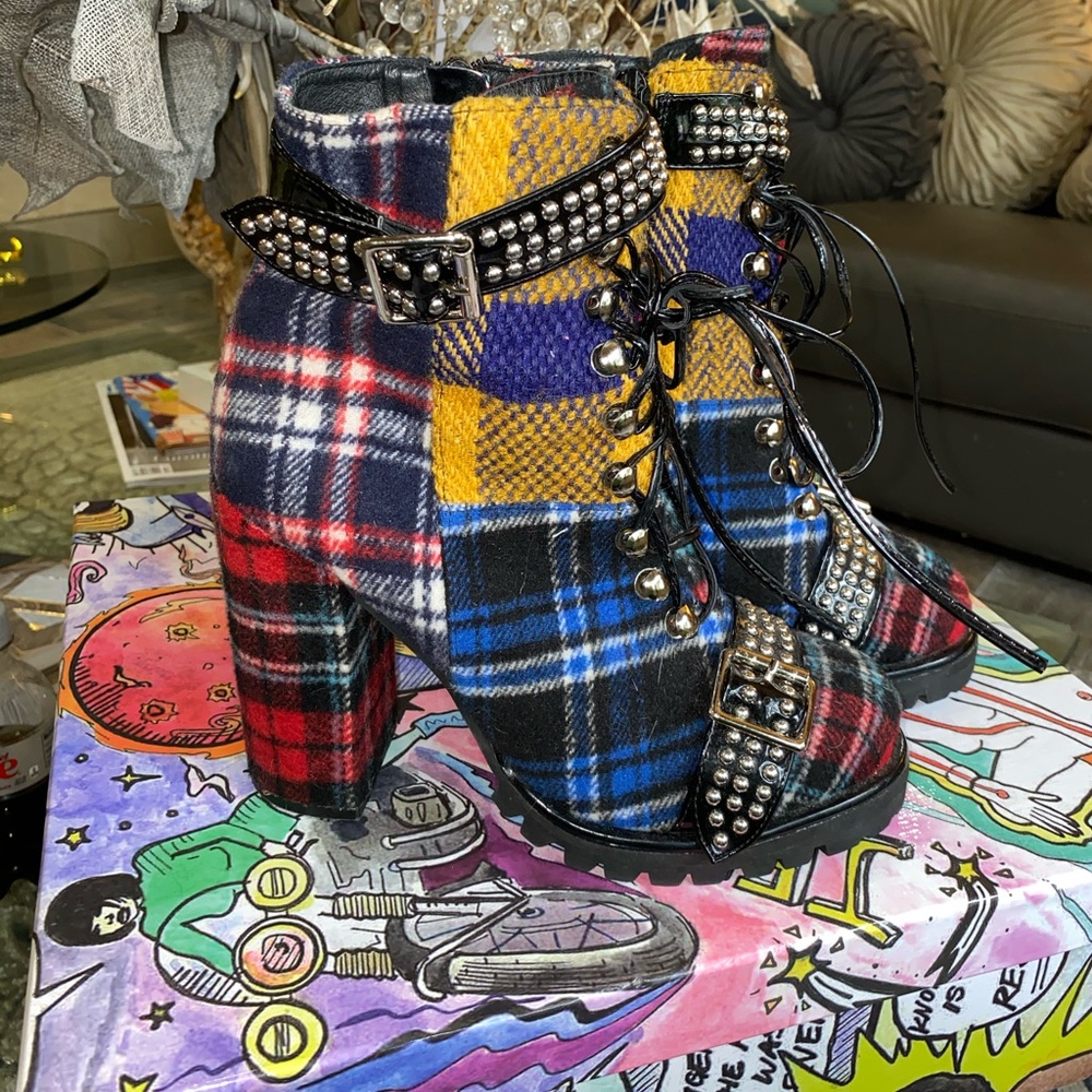 Jeffery Campbell plaid combat boots